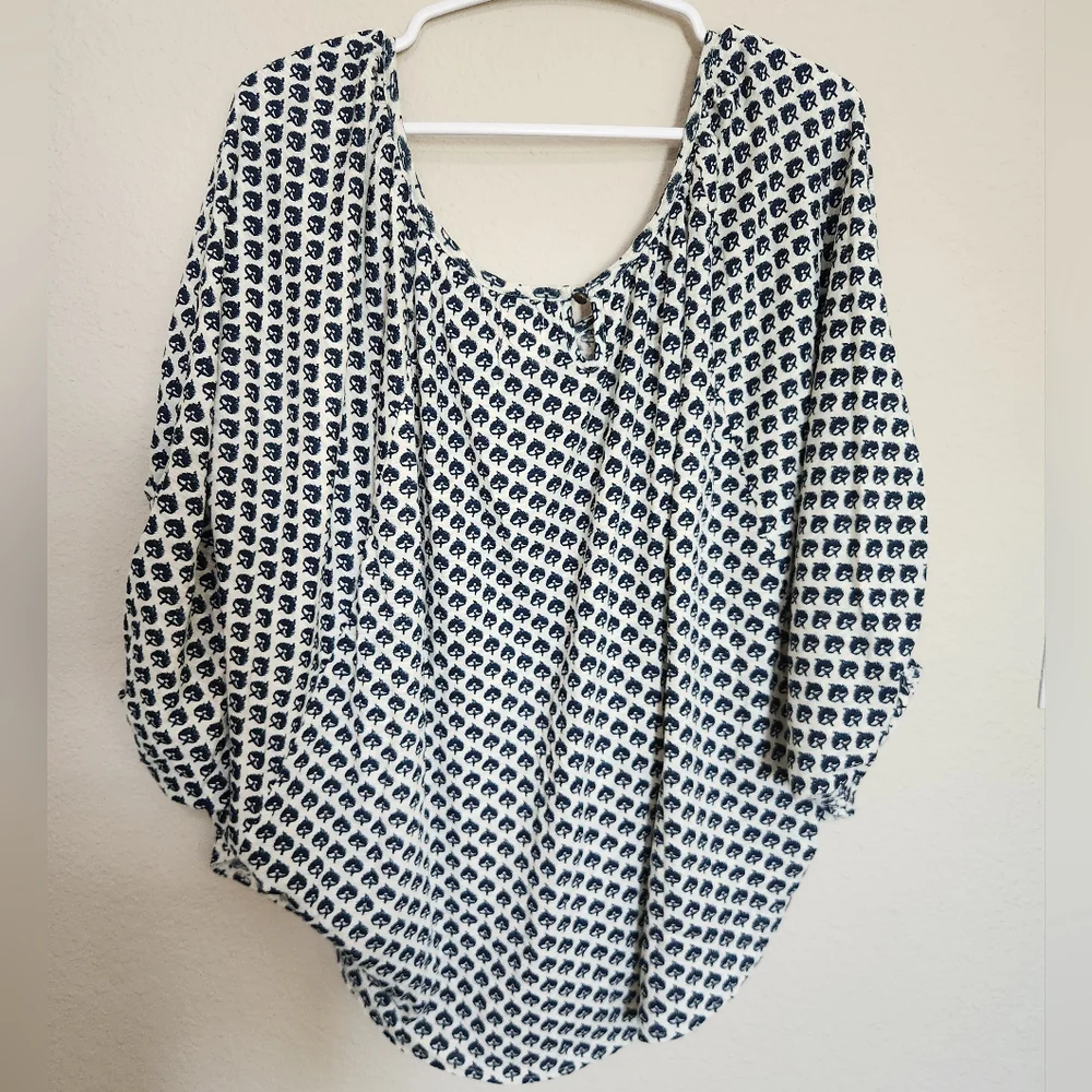 Lucky Brand John Robshaw Printed Boho Blouse Top Size XS Cotton - Picture 3 of 4